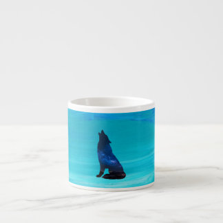 Tasse Expresso Loup hurlant, chien hurlant en double exposition