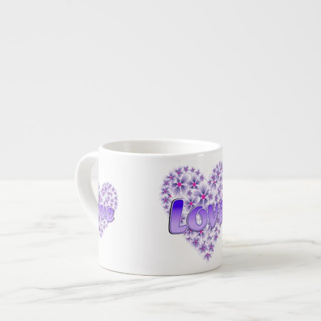 Tasse Expresso Love Daisy Heart Purple (Devant gauche)