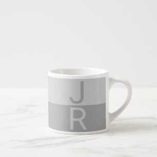 Tasse Expresso Lumineuses Gris & Gris Initiales Modernes Monogram