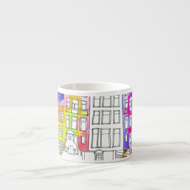 Tasse Expresso Maisons d'Amsterdam : Aquarelle Motif sans couture (Devant)