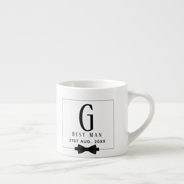 Tasse Expresso Meilleur homme Groomsman Monogrammed Bow Cravate M (Droite)