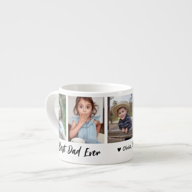 Tasse Expresso Meilleur papa Ever 5 photo Collage personnalisé (Devant gauche)