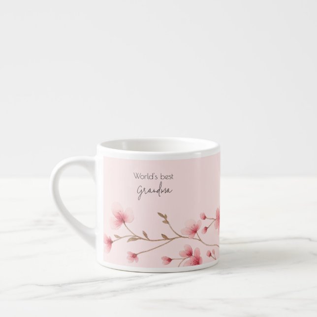Tasse Expresso Meilleure grand-mère du monde - Pastel Floral Pers (Gauche)