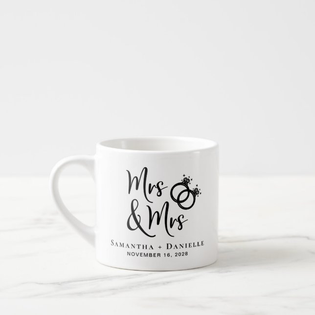 Tasse Expresso Mme et Mme Lesbian Wedding Favor (Gauche)