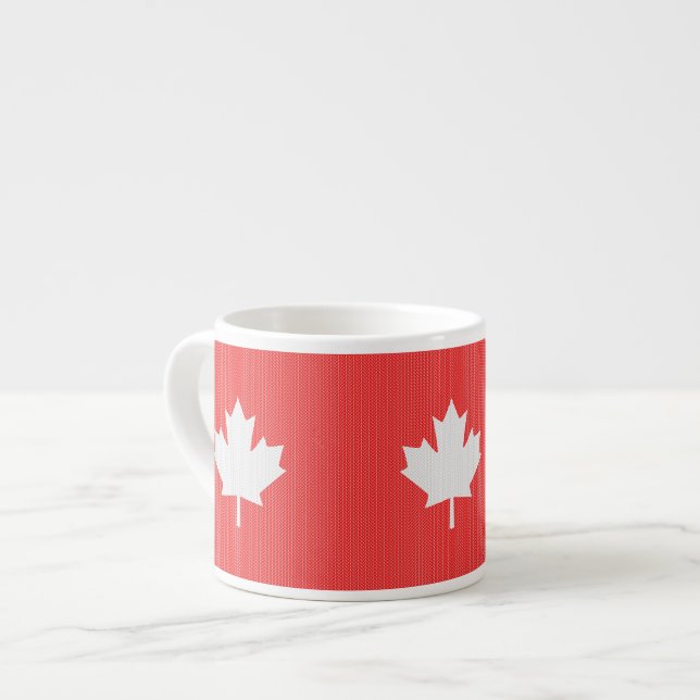Tasse Expresso Modèle Knit Maple Leaf Tricot Motif (Devant gauche)