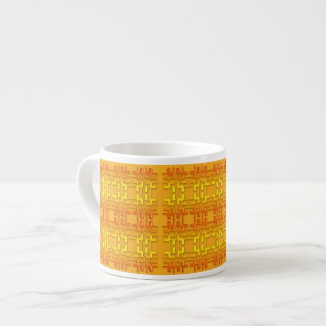 Tasse Expresso Modèle orange géométrique ethnique (Devant gauche)