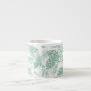 Tasse Expresso Modèle sans couture arbre cônes de pin verts Noël 