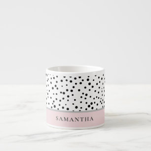 Tasse Expresso Moderne Girly Pastel Rose Avec Nom Personnalisé