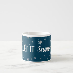 Tasse Expresso Moderne, laissez-le neiger bleu avec des flocons d