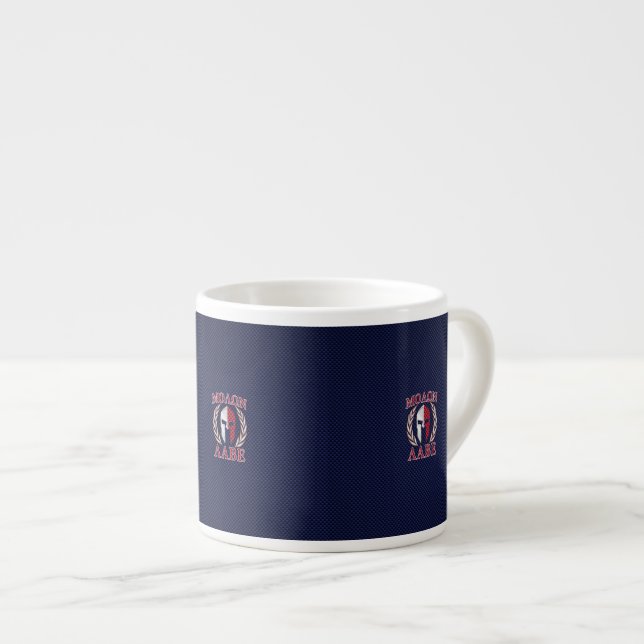 Tasse Expresso Molon Labe Guerrier Masque bleu fibre de carbone I (Devant droit)