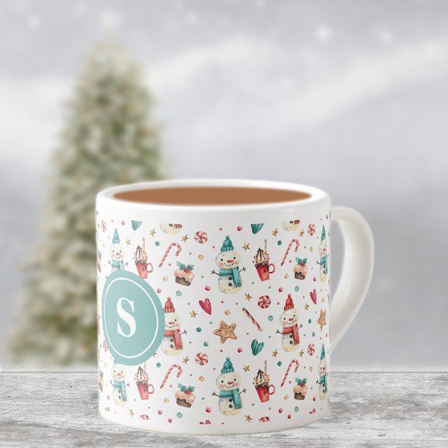 Tasse Expresso Monogram Snowman & Sweets Motif 6oz Espresso Cup (Créateur téléchargé)