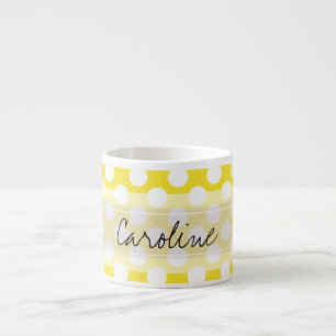 Tasse Expresso Monogramme Blanc Jaune Tendance Motif de Poche Fun
