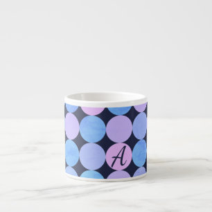 Tasse Expresso Monogramme bleu pourpre et rose des cercles