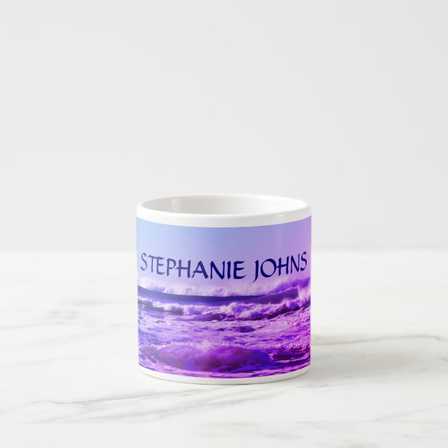 Tasse Expresso Monogramme de nom de vague d'océan de plage Ombré  (Devant)