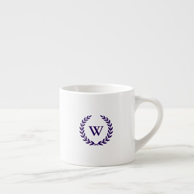 Tasse Expresso Monogramme Elegant Marine Bleu Classique Espresso  (Droite)