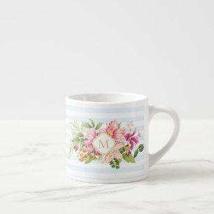 Tasse Expresso Monogramme Fleurs Vintages Pink Pastel Espresso Mu