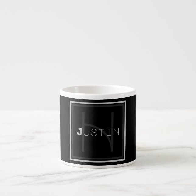 Tasse Expresso Monogramme gris unique (Devant)