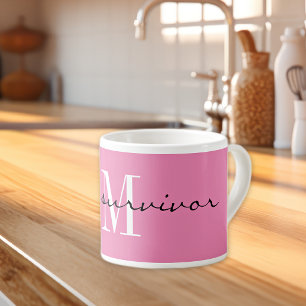 Tasse Expresso Monogramme, je suis une survivante, 6oz Spécialité