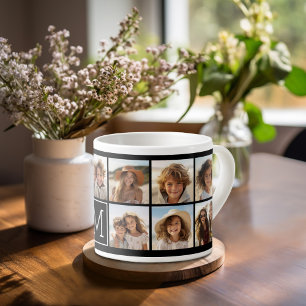 Tasse Expresso Monogramme noir fait sur commande de collage