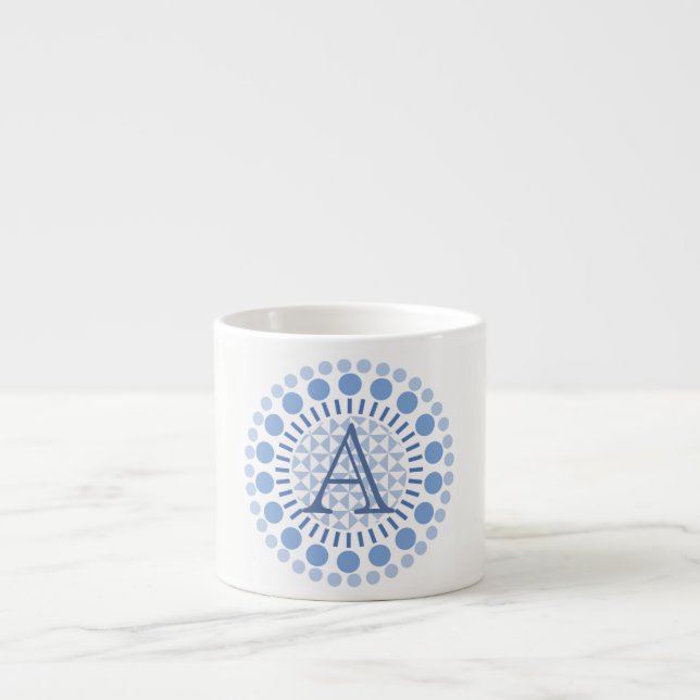Tasse Expresso Monogramme Personnalisable Cercles Bleus Espresso  (Devant)