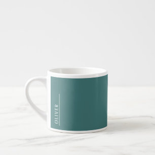 Tasse Expresso monogramme personnalisé, bleu aqua moderne vert