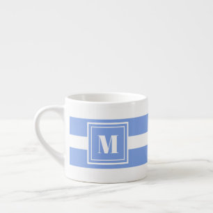 Tasse Expresso Monogramme rayé bleu et blanc