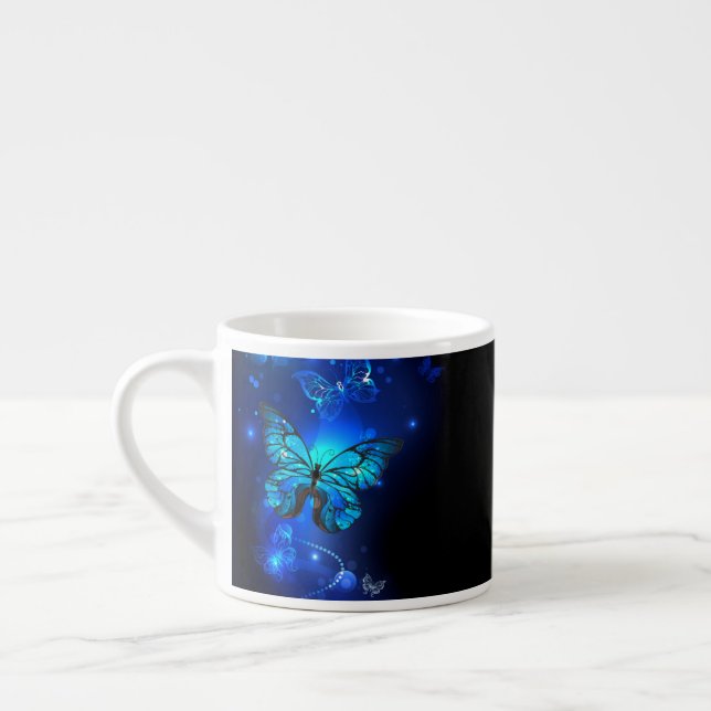 Tasse Expresso Morpho Butterfly in the Dark Background (Gauche)
