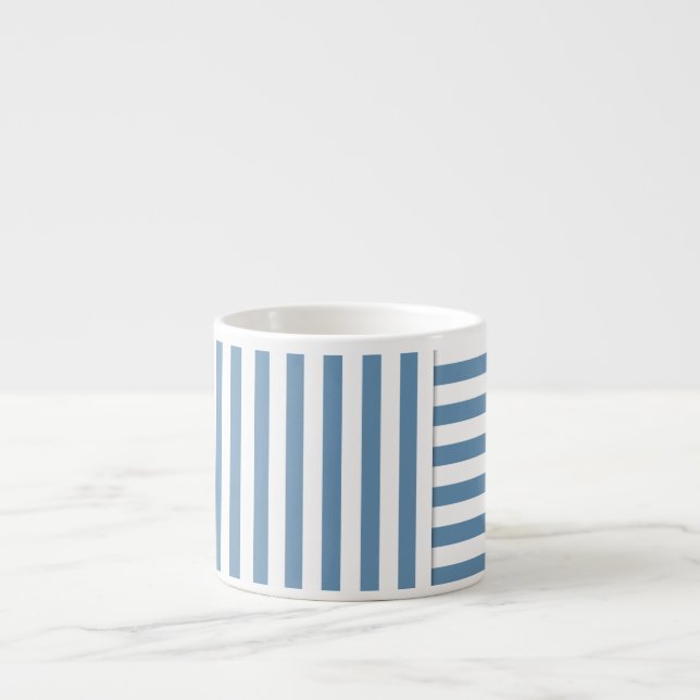 Tasse Expresso motif à bande blanche bleue (Devant)