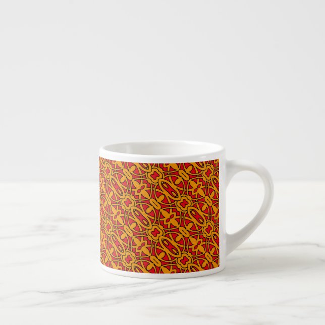 Tasse Expresso Motif à main orange et rouge (Droite)