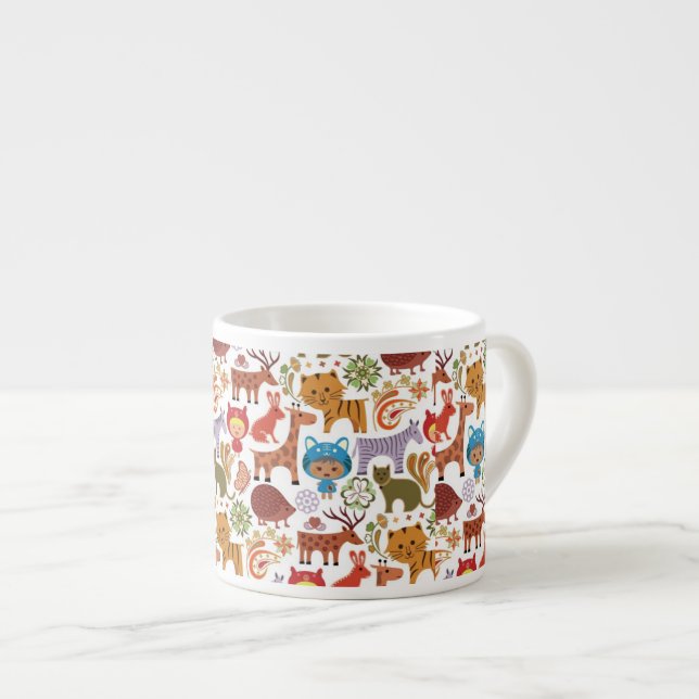 Tasse Expresso Motif abstrait d'enfant et d'animaux (Devant droit)