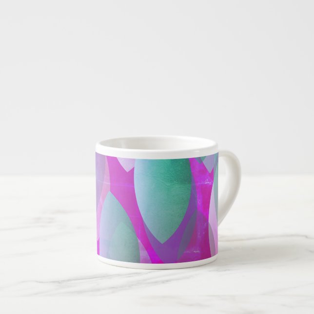 Tasse Expresso Motif Abstrait moderne | Magenta Purple Rose Turqu (Devant droit)