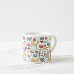 Tasse Expresso Motif avec des icônes de cuisine