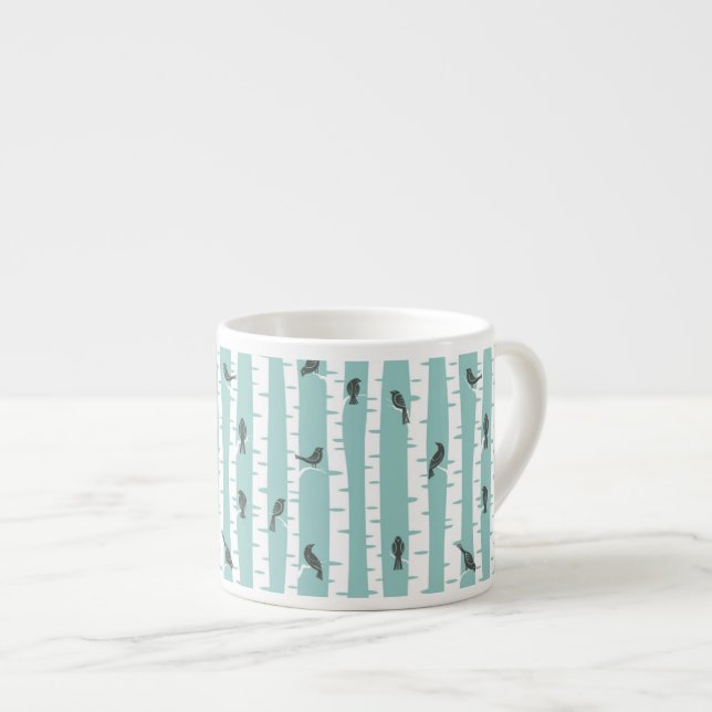 Tasse Expresso Motif avec des oiseaux et des arbres (Devant droit)
