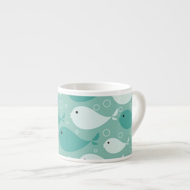 Tasse Expresso motif avec des poissons (Devant droit)