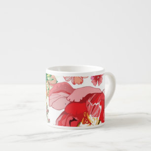 Tasse Expresso Motif avec les fleurs rouges