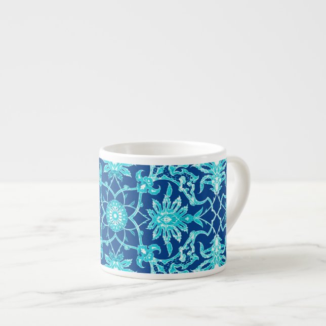 Tasse Expresso Motif chinois Art Nouveau - Turquoise et Bleu (Devant droit)