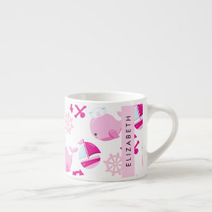 Tasse Expresso Motif De Baleines, Baleines Roses, Votre Nom