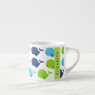 Tasse Expresso Motif De Baleines, Beaux Baleines, Votre Nom