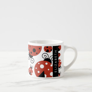 Tasse Expresso Motif De Ladybugs, Red Ladybugs, Votre Nom