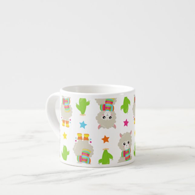 Tasse Expresso Motif De Llamas, Cute Llamas, Alpacas, Cactus (Devant gauche)