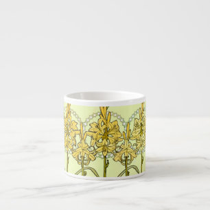 Tasse Expresso Motif de lys Art nouveau d'Alphonse Mucha vintage