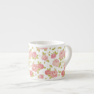 Tasse Expresso Motif de papier peint d'élégance des roses roses