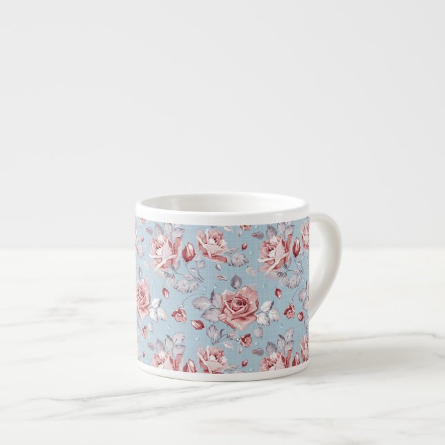 Tasse Expresso Motif de papier peint d'élégance des roses roses 2 (Devant droit)