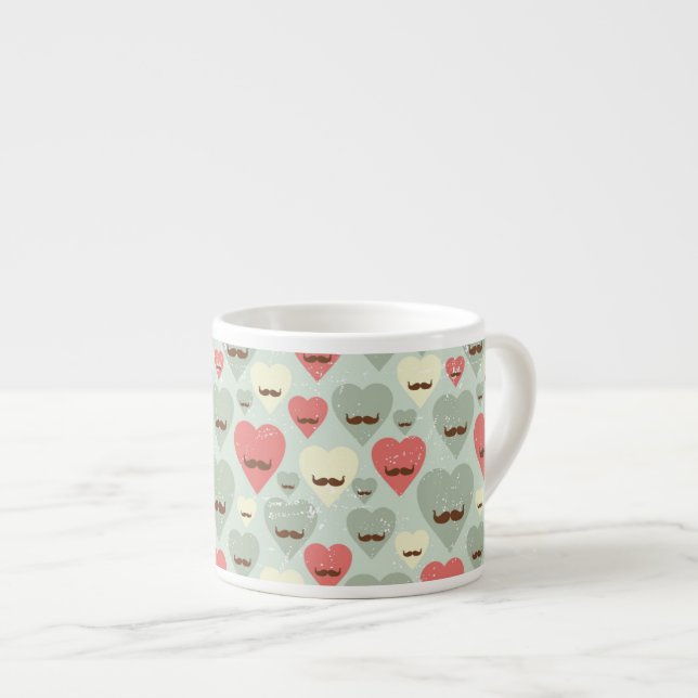 Tasse Expresso Motif de Valentine avec le coeur et la moustache (Devant droit)