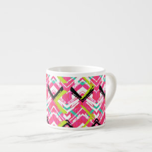 Tasse Expresso Motif de zigzag rose tiré par la main