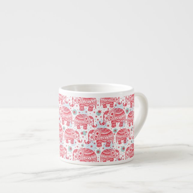 Tasse Expresso Motif d'éléphant rouge (Devant droit)
