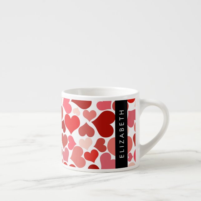 Tasse Expresso Motif Des Coeurs, Coeurs Rouges, Amour, Votre Nom (Droite)