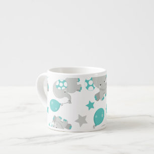 Tasse Expresso Motif Des Eléphants, Eléphants Mignons - Gris Bleu