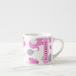 Tasse Expresso Motif Des Eléphants Roses, Étoiles, Votre Nom
