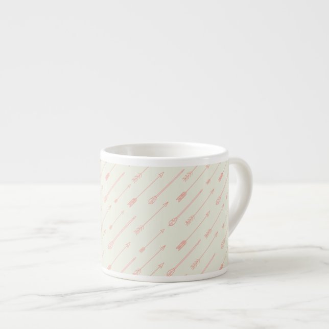 Tasse Expresso Motif des flèches encadrées de corail (Devant droit)